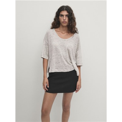 Short sleeve T-shirt 100% linen melange