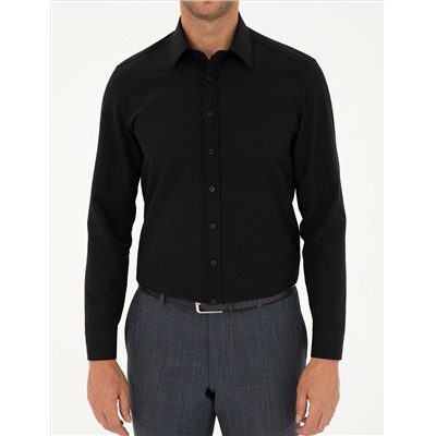 Black Slim Fit рубашка с длинным рукавом Amelor