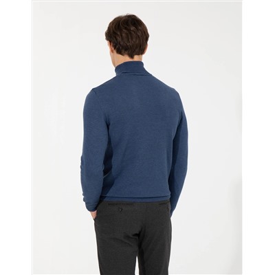 Индиго меландж Slim Fit Friendman воротник основной трикотажный свитер