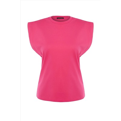 Fuchsia 100 %хлопок Vatka выглядит базовым велосипедным воротником футболка Twoss20TS0021