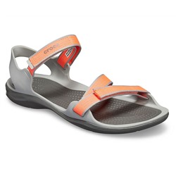 CROCS Women’s Swiftwater Webbing Sandal Bright Coral/Light Grey