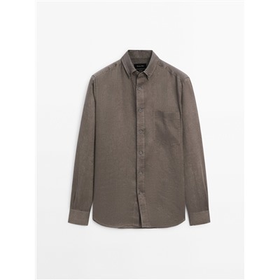 Camisa 100% lino bolsillo