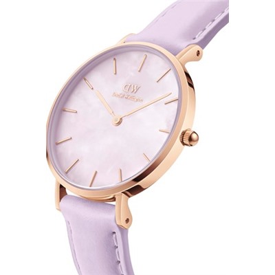 Reloj de cuarzo de piel, nácar y acero chapado en oro rosa