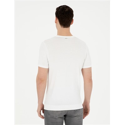 Белый Slim Fit Bike Yaka Triko T -For