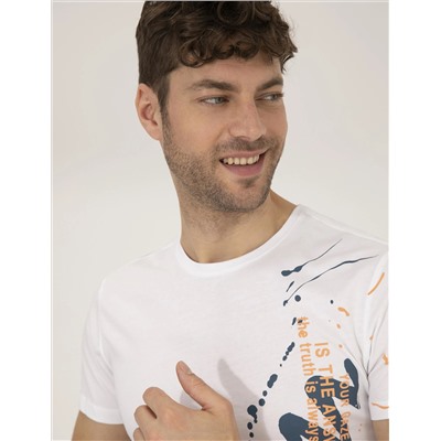 Ekru Slim Fit Printed Bike Bike T -For