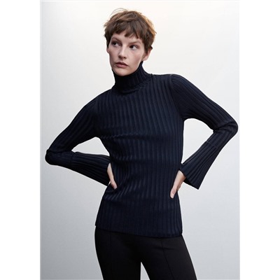 Jersey canalé cuello vuelto -  Mujer | MANGO OUTLET España