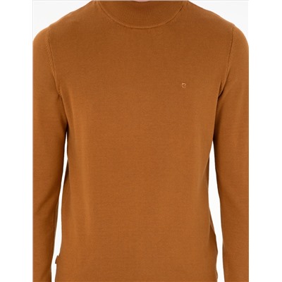 Brown Slim Fit Half Fisherman воротник базовый трикотажный свитер