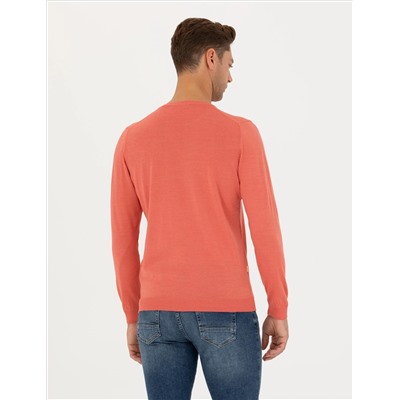 Лосось Slim Fit Bicycle Neck Sheam Смешанный базовый вязаный свитер