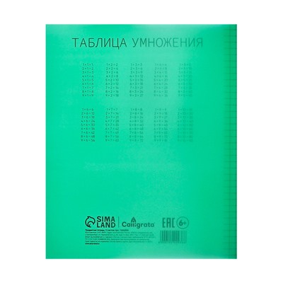 Тетрадь 12 листов в клетку Calligrata, пластиковая обложка, зеленая