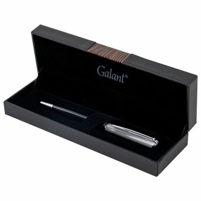 Ручка подарочная шариковая GALANT "Hector", корпус черный/серебро, детали серебро, узел 0,7 мм, линия письма 0,5 мм, синяя, 144173