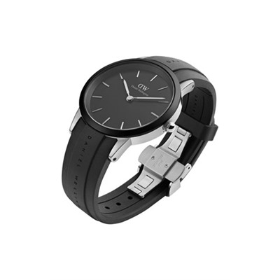 Reloj de cuarzo de caucho Motion - Negro y plateado