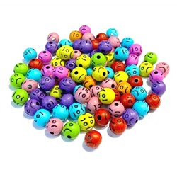 Бусины круглые Смайлики/ цв.матовый-разноцветный/ 8мм/ уп.500г/ фас.1уп.