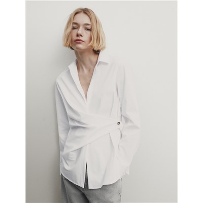 Camisa popelín detalle lazada cruzada