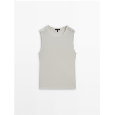 Camiseta mezcla algodón botones hombros