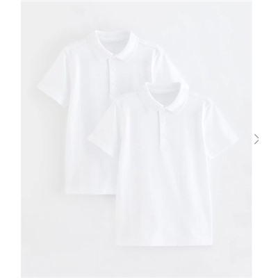 White Short Sleeve School Polo Shirts 2 Pack