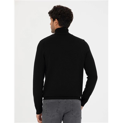 Black Slim Fit Fisherman воротниц Основной вязаный свитер