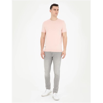 Светло -розовый Slim Fit Bike Yaka Triko T -For