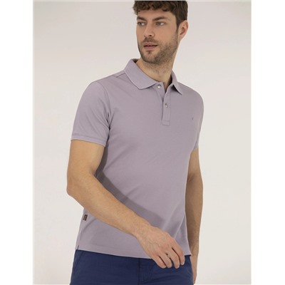Lila Slim Fit Polo Yaka Mercerized T -For