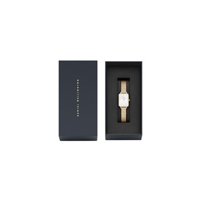 Reloj de cuarzo de acero Quadro 20 x 26 mm - Plateado y blanco
