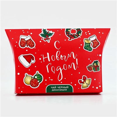 Чай новогодний подарочный, черный «С Новым Годом», со вкусом дикой вишни, 20 г