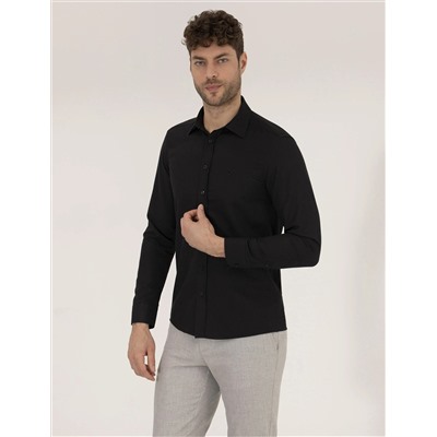 Black Slim Fit Oxford рубашка