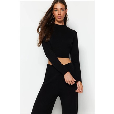 Black Crop Basic Triko Alt-Upper Team Twoaw24au00024