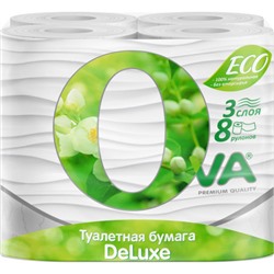 Туалетная бумага 3-слойная OVA (Ова) Deluxe, 8 рулонов