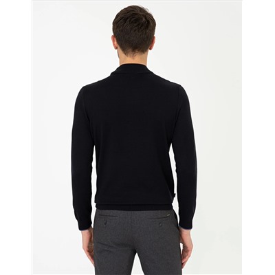 Navy Blue Slim Fit Half Fisherman воротник базовый трикотажный свитер