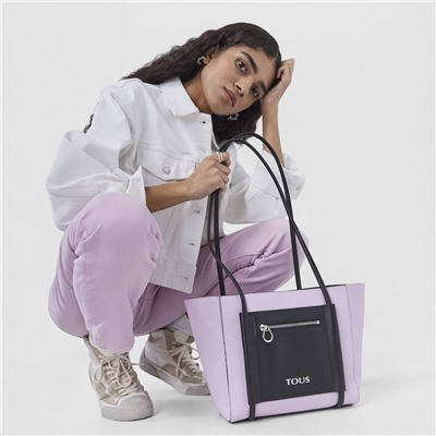 Bolso shopper Tous Empire - 100% cuero - lila y negro