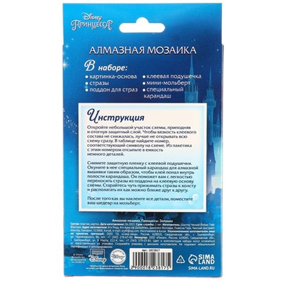 Алмазная мозаика с частичным заполнением для детей «Принцессы», 15 х 10 см