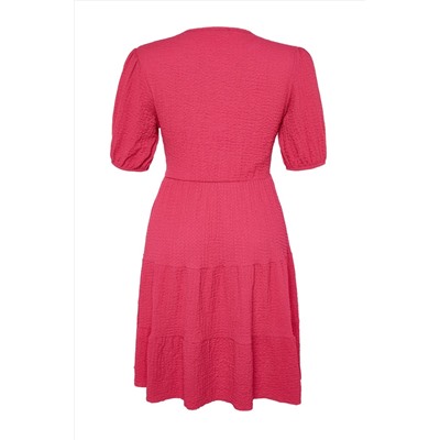 Fuchsia Skater v -neck Cruve закрывает вязаное платье с большим размером TBBSS22EL2987
