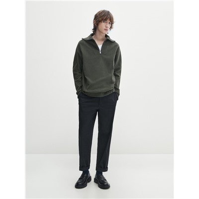 Sudadera cuello mock cremallera