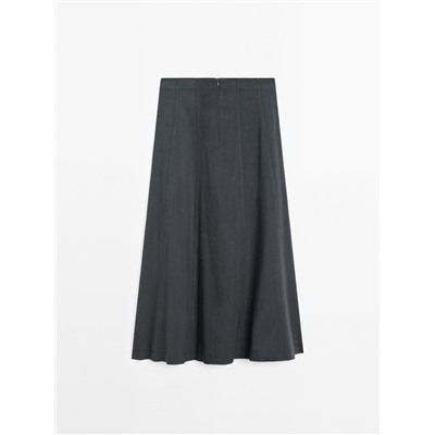 Long flared skirt with topstitching detail