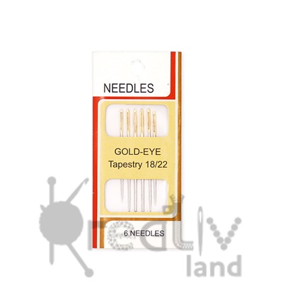 Набор игл Needles 18/22 с большим золотым ушком для шитья вручную уп.6 шт/ фас.10уп