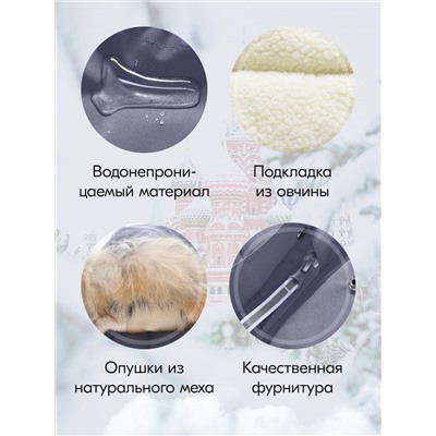 Куртка парка зимняя детская подростковая для мальчика с капюшоном и мехом серого цвета 9441Sr