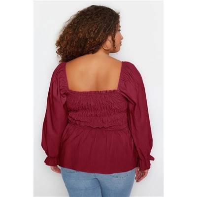 Bordeaux Giped Woven Blare Size Blouse TBBSS23AF00035