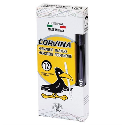 Маркер перманентный CORVINA, ЧЕРНЫЙ, тонкий наконечник 1 мм, Италия, 42953/01