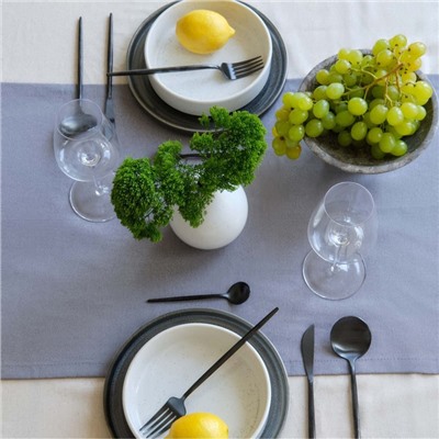 Дорожка на стол Этель ECO, серая, 40×136/+-6 см, 70% хлопок, 30% лён, 190 г/м²