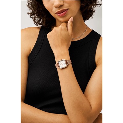Reloj de cuarzo de acero - Rosa dorado y blanco