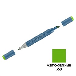 Маркер двусторонний для скетчинга Гамма "Студия", желто-зеленый, корпус трехгранный, пулевид./клиновид. наконечники