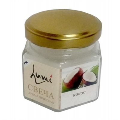 Свеча ароматическая Lumi Кокос, банка 120 г