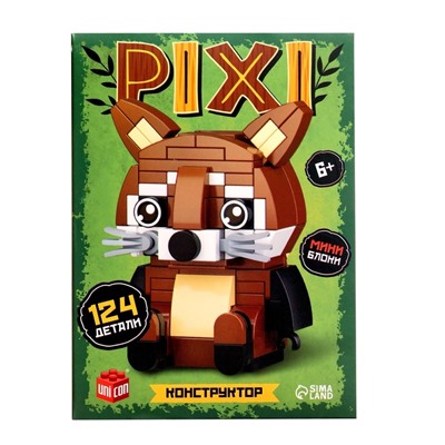 Конструктор блочный «PIXI. Енот», животные, мини блоки, 124 детали