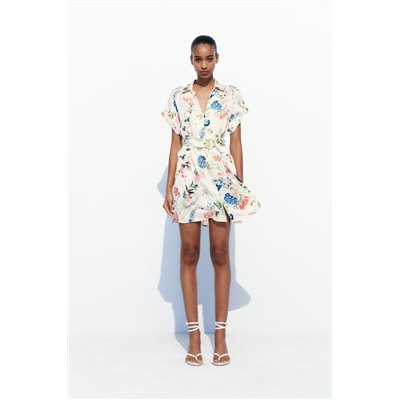 FLORAL PRINT SATIN DRESS