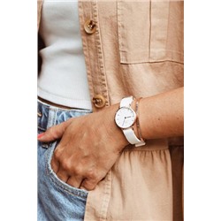 Reloj de cuarzo de tela y chapado en oro rosa Dover