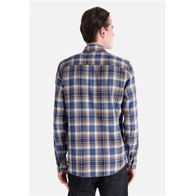 Slim Fit Рубашка уравнение шеи мужская синяя рубашка с длинным рукавом