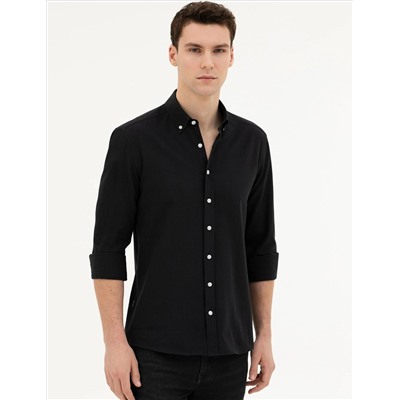 Black Slim Fit рубашка с длинным рукавом