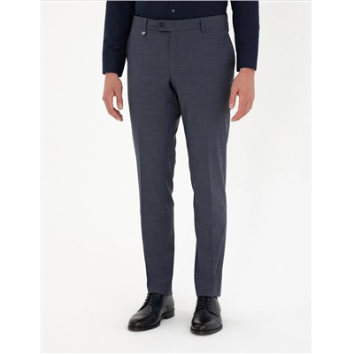 Темно -синяя тканевые брюки Slim Slim Fit