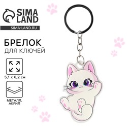 Брелок для ключей детский акриловый "Котик", 5,1 х 6,2 см