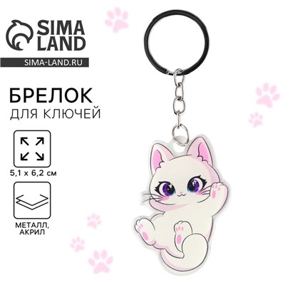Брелок для ключей детский акриловый "Котик", 5,1 х 6,2 см
