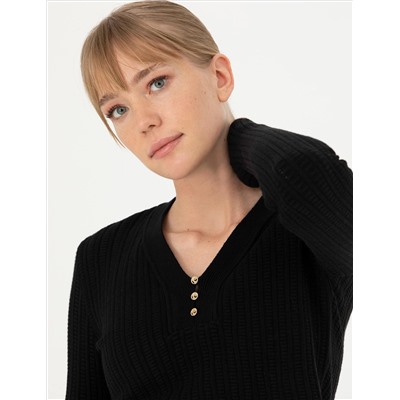 Black Ex Slim Fit V -neck Sweater